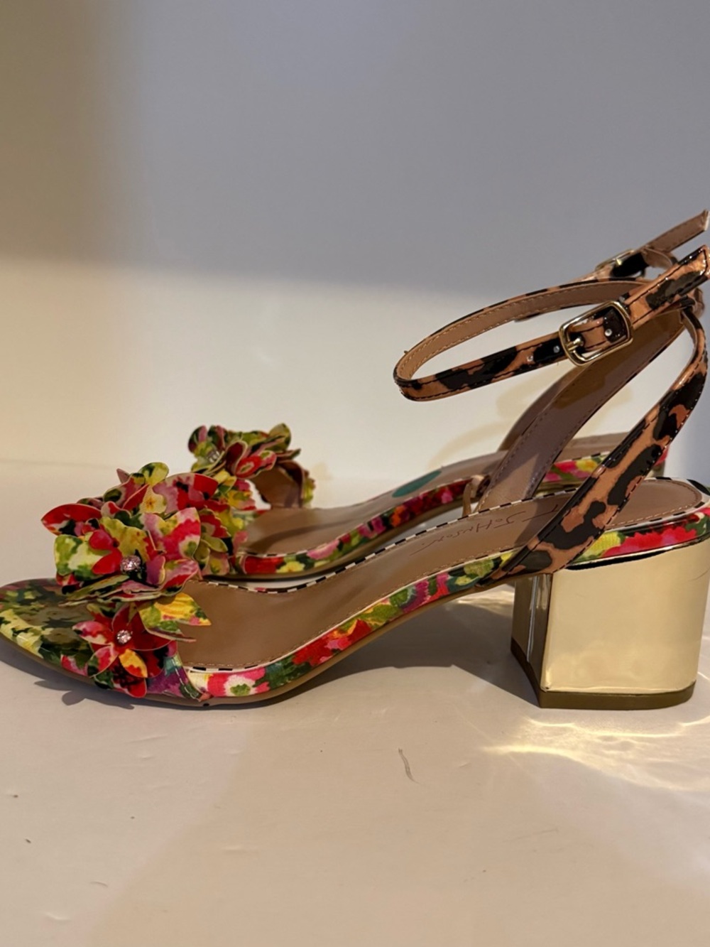 Betsey Johnson Floral Embellished Ankle-Strap Block Heel Sandals - Multicolor - Picture 2 of 10